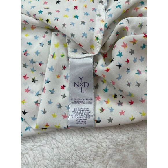 NYDJ Womens Shirt Medium Star Blouse Chiffon Top White - Picture 5 of 8